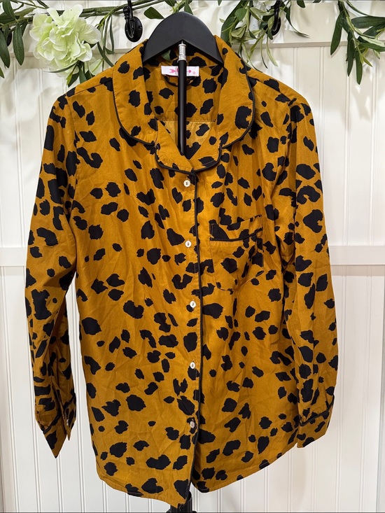 Buddy Love Tops - #658 BUDDY LOVE Black & Gold-Brown Cheetah Print Button-Front Blouse